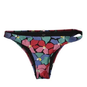 Aerie Bikini Bottoms  Floral Black Pink Red Blue Yellow Colorful Size Small